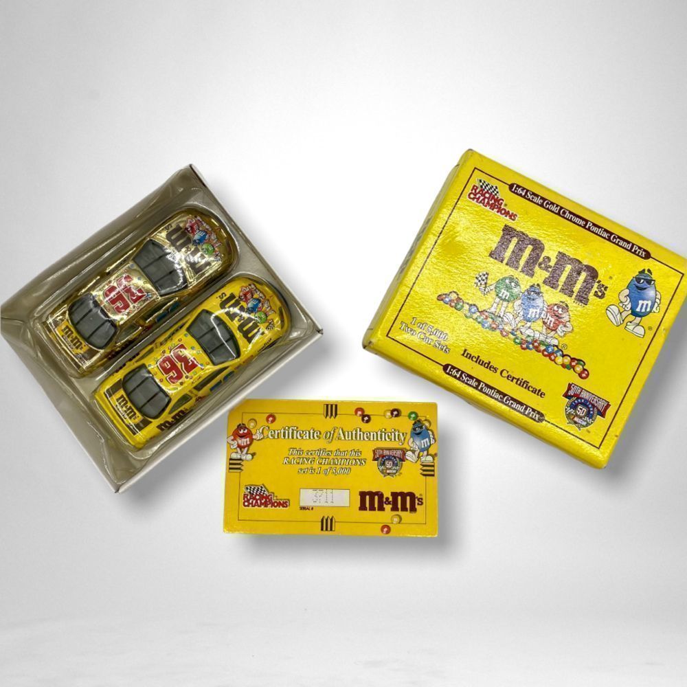 𝅺Racing Champions 1:64 Scale Gold Chrome Pontiac Grand Prix Two Car Set